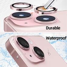 Yezodawee 3 片/套粉色金属环摄像头镜头保护膜,完美贴合,后置摄像头圆形镜头保护膜,兼容 17 Pro Max/17 Air/16 Pro Max/16 Pro/16 Plus/16/16E/15/14/13 Mini/12/11 系列 - 粉色 - 查看 7