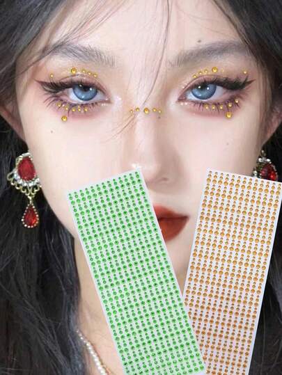 1 Set Fashionable Fairy-Style Glitter Eye Makeup Rhinestone Stickers, Multi-Color Teardrop Rhinestone Face Pearls, Makeup Face Rhinestone Stickers, Mini Diamonds, Stage Makeup, Nail Art DIY, Multi-Purpose Rhinestone Decor