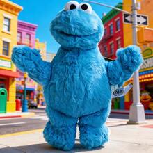 20cm Soft Sesame Street Hug Me Series Cookie Monster Plush Doll, Authentic Holiday Gift, Stuffed Cute Animal Plush Doll - Blue - View 3