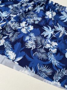 Teen Tropical Beach Set With UV50 Protection: Cropped Top + Printed Shorts 79-C1 - Blue With Blue Background - View 7