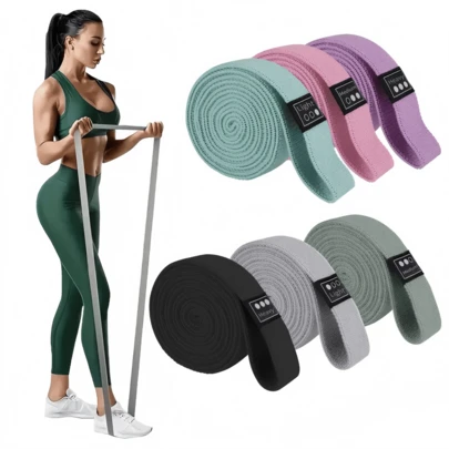 3条/1条 200*3厘米 健身阻力带 - 针织弹力拉伸带，高/中/低阻力级别，适用于瑜伽和力量训练、辅助引体向上、全身锻炼、健身环，男女皆宜，适合瑜伽、家庭健身器材、臀部、大腿、腿部锻炼、瑜伽和普拉提。