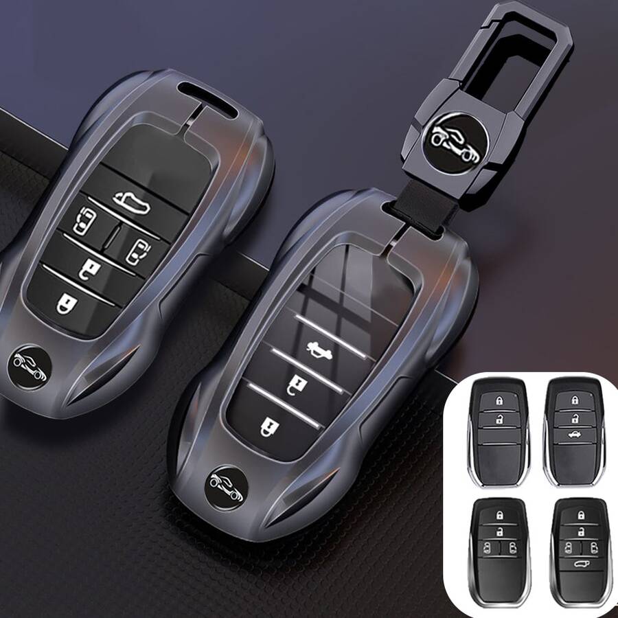 Key Fob Cover, Suitable For Camry, Avalon, RAV4, Prado, Highlander, Corolla, C-HR, Crown, Levin, Vios Car Key Shell, Zinc Alloy Car Key Case Accessories - A - View 1