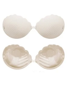 2片加厚隐形聚拢文胸，女士无背无肩带文胸，无缝自粘硅胶胸贴，适合搭配婚纱，可重复使用，四季通用隐形无背文胸 - 彩色 - 查看 14