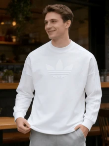 Adidas Men's Outdoor Casual Lightweight Simple Comfortable T-Shirt P ESS LONG TEE KD6576 - White - View 1