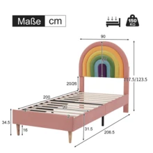 Kids Bed Frames, Headboards & Footboards - 粉紅色+絨+90cm*200cm - 查看 7