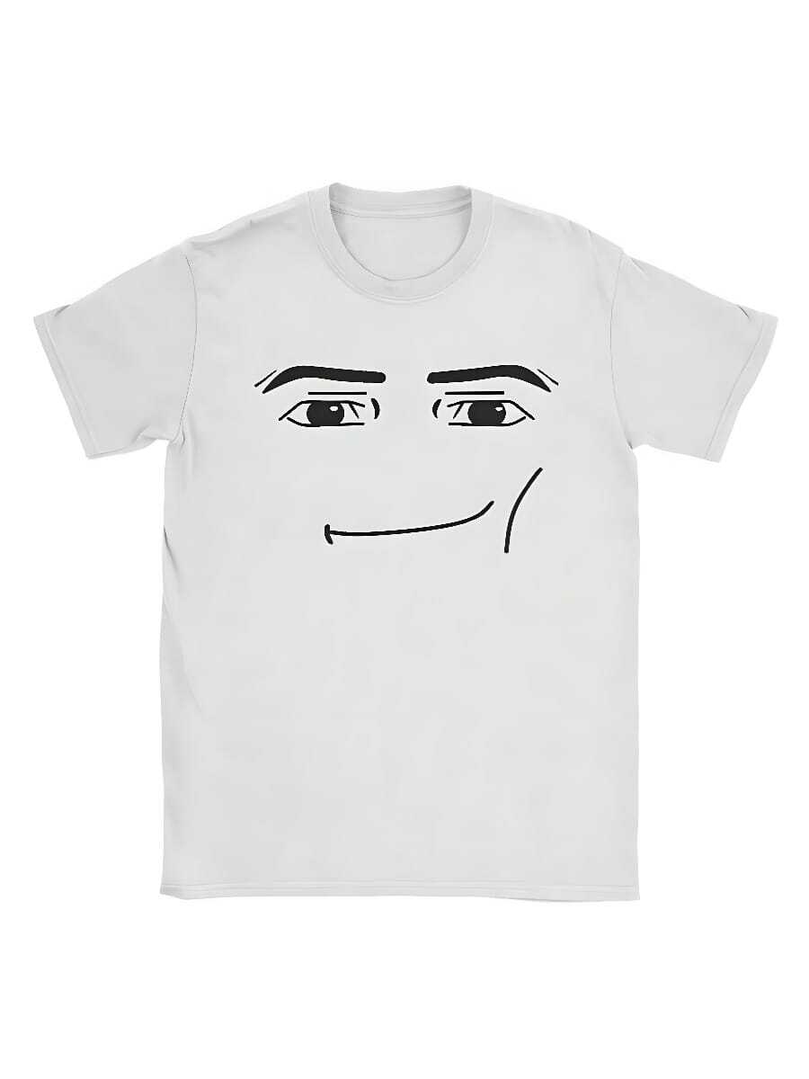 Comfortable Summer 2026 Anime Robot Robloxs Face T-Shirts Fun Tees Crew Neck Short Sleeve Men T Shirts Clothing Harajuku T Shirts - 白色 - 查看 1