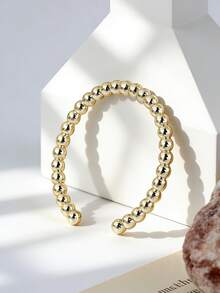 Charm-In 镀金串珠开口戒指，简约精致，适合日常休闲佩戴，是送给她的完美礼物。 - 金色 - 查看 4