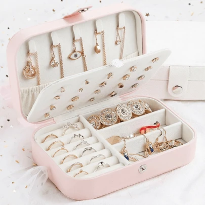Jewelry Storage Box, High-End, Exquisite, Anti-Oxidation, Portable, Large Capacity, Suitable For Travel, Earrings, Studs, Necklaces, Bracelets, And Other Jewelry.