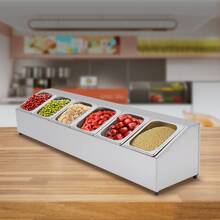 SENDERPICK 6 Compartment Stainless Steel Condiment Dispenser Bar Pub Condiment Holder W/Lid - Silver - View 1