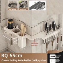 Folding Knife Rack Organizer, Multi-Function Kitchen Corner Wall-Mounted Utensil Holder For Knives, Chopsticks - Multicolor - View 7