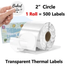 1 Roll 2" Round Transparent Thermal Label Stickers,Self-Adhesive Direct Thermal Labels,300/500 Sheets In ROLL - Multicolor - View 11