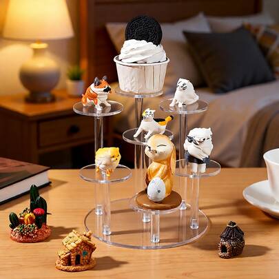1 chiếc giá trưng bày tròn bằng acrylic, 7 tầng đựng tượng nhỏ và hộp quà bí ẩn, giá trưng bày trang sức và phụ kiện nhiều tầng, thích hợp cho bàn làm việc trong phòng ngủ, quầy hàng.