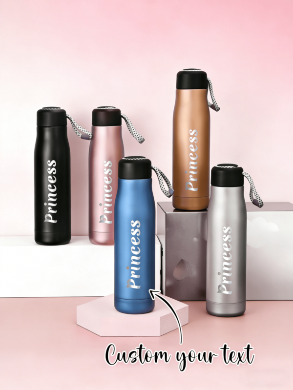 1PC Personalized Water Bottle With Name, 17oz-Custom Stainless Steel Sports Bottle With Name,Text, W/Handle/Lid, Mini Small Mouth Bottle, Double Wall. Vacuum Insulated, For Outdoor Sports, Fitness, Hiking, Yoga,Fitness Driving Run, As Personalized Water Bottle Gift For Family