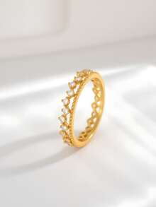 Bague en argent sterling 925, polyvalente pour un port quotidien pour femmes, empilable, bagues de couple, cadeau romantique pour la Saint-Valentin - Or jaune - Voir 2