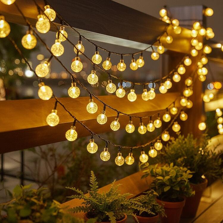 1 Packung 20/50/100/200 LED Solar Kristallkugel Lichterkette mit 8 Beleuchtungsmodi - Warmweiß, geeignet für Halloween, Weihnachten Outdoor-Dekoration, Solargartenbeleuchtung, Terrasse und Party-Dekorationen, IP44 solar betriebene Outdoor-Dekoration, intelligente Beleuchtungsstreifen, ideal für Bars, Zelte und Camping, dekorative Solargartenbeleuchtung - Mehrere Stile - Übersicht 15