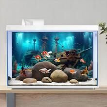 沉船水族馆背景画,海洋宝藏骷髅主题水族馆贴纸,水下探险主题,高清材质,逼真场景,水族馆/海龟缸装饰贴纸,水族馆景观装饰,营造神秘水下氛围 - A - 查看 4