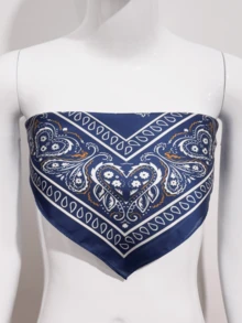 1条女士经典佩斯利花纹头巾，适合夏季海滩，可用作发带、发圈、披肩或腰带 - 彩色 - 查看 3