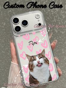1pc Customized Pet Photo & Name Phone Case, Transparent Anti-Drop Shock-Proof Cover, Personalized Pet Photo & Name Design, Unique Commemorative Edition, Compatible With IPhone 17/17Pro/17Pro Max/17Air/16/15/14/13/12/11 Series, Pro/Pro Max/Plus, S20-S25/Ultra/FE/Plus/Ultra - Clear - View 2