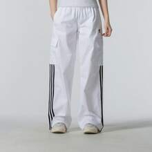 adidas originals 3-Stripes Cargo Trousers 三條紋拼色寬鬆工裝復古針織運動褲 女款 - 白色/黑色 - 查看 7
