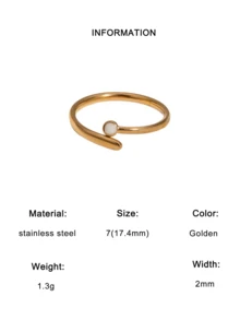 1枚时尚简约小众高端镀层不锈钢几何线条开口戒指，适合女性日常、派对和约会佩戴。 - 開口戒 - 查看 9