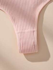 14pcs/Set Solid Color Low Waist Seamless Cotton Thong Panties, Soft & Comfortable Women's Underwear - Multicolor - View 11