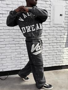 Retro Dark Design Sticker Embroidered Hoodie  Loose Casual Pants Men's And Women's Same Sweater - Black Top - View 4