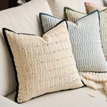 1 buah Sarung Bantal Dekoratif Bergaris Chenille, Tanpa Isian Bantal, Sarung Bantal Dekorasi Warna Dopamin Modern yang Sangat Lembut untuk Rumah, Sofa, Cocok untuk Semua Musim, Juga Dapat Digunakan Sebagai Hadiah. - Putih dengan garis-garis - View 8