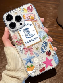 1pc Transparent Western Cowboy Boot Pattern Simple TPU Shockproof Phone Case Compatible With Apple 17, 16, 15, 14, 13, 12, 11 Pro Max, Air And Series - Multicolor - View 1