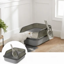 Large Semi-Enclosed Cat Litter Box, Open Top  With High Sides Anti-Splash Design, Double-Layer Detachable Structure For Easy Cleaning, Wide Filter Step To Reduce Litter Tracking, Includes Free Scoop, Practical Indoor & Outdoor Cat Toilet - L - View 7