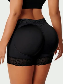 1Pc/2Pcs Women's Butt Lifter Shapewear Enhancer Panties With Padded Panties Removable Pads For Body Shaping,High Waist - 黑色 - 查看 3
