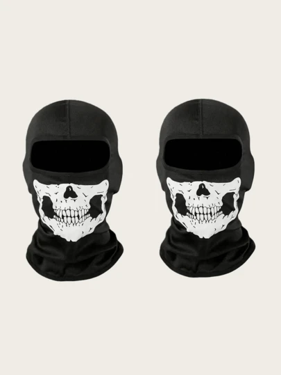 1/2pcs Quick-Dry Breathable Skull Face Mask, Outdoor Cycling Headband Scarf For Men & Women, Skull Design, UV Protection