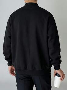 Áo hoodie nam cổ cao giữ ấm, màu trơn, kiểu dáng tối giản, thích hợp phối cùng quần jeans để mặc hàng ngày. - màu đen - Xem 4