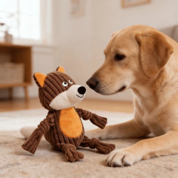 Plush Dog Doll - Interactive Squeaky Puppy Doll - Plush Dog Chew Doll - Soft Yet , Reinforced, Long-Lasting Stuffed Pet Plush Doll, Suitable For Small, Medium, And Large Breeds