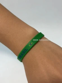 Kit With 4 Brazil Silicone Bracelets (2 Pairs) – Green And Yellow, Unisex - A - 查看 5