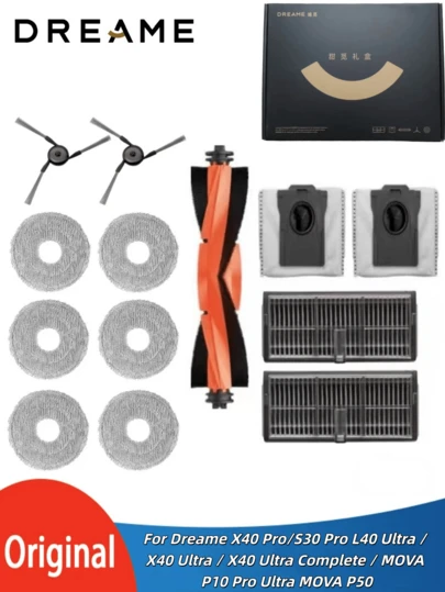  Caja de regalo original, accesorios para robot aspirador, repuestos para aspiradora robot, compatible con Dreame X40 Pro/S30 Pro L40 Ultra / X40 Ultra / X40 Ultra Complete / MOVA P10 Pro Ultra MOVA P50 Robot Aspiradora Accesorios