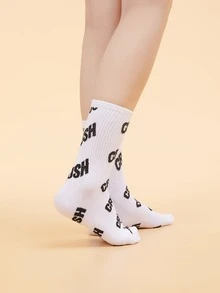 1 Pair Casual Versatile Comfortable Mid-Calf Socks - White - View 4