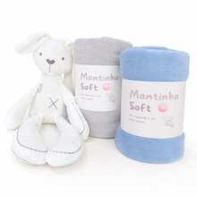 Set Of 2 Soft Microfiber Baby Blankets - Gray/Blue Bb - View 2