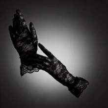 Hot Selling! Women's Black Lace Sun Protection Gloves - Sheer Mesh Fashionable Gloves For Summer, Elegant Floral Short Wrist Cuffs. The Perfect Valentine's Day Gift, Best Accessory For Casual And Outdoor Activities. Limited Time Special Offer, Summer Essential! - Black - View 1