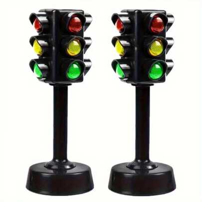 2pcs Plastic Traffic Signal Light - Non-Electric Realistic Red & Green Traffic Lights, For Classroom Decor, Party Decor, Parking Lot Scene Decor And Desktop Ornaments, Traffic Barrier Indicator, Dollhouse Decor, DIY Miniature Landscape Decor, Craft, Suitable For Architectural Sandbox Model, Office Desk Decor, Photography Props, Toy House Accessories, Room Decoration