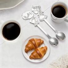 2/4pcs Stainless Steel Dessert Spoons, Cute Cartoon Handle Spoons - Silver - View 3
