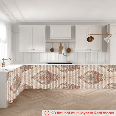 1 pièce Nappe imprimée, petit rideau de cuisine, rideau d'armoire avec trous pour rideaux, facile à accrocher, 100% polyester, rectangulaire, tissé, lavable en machine, décoration et accessoires de cuisine, convient pour les armoires de cuisine et la décoration de la maison