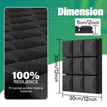 OSITE SKY [12pcs] High Density Acoustic Panels - 12x12x2 Inches, For Gaming Room, Office, Home Theater, With Double-Sided Adhesive, Mushroom Acoustic Foam Material (Black/White/Gray/Blue) - 12 Pcs (Comes With Tapes) - View 3