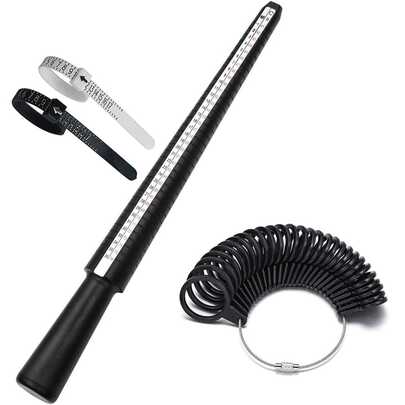 4/2/1 Stück Professionelles Schmuck Ring Größen-Messset - 4-in-1 Kunststoff Ring Dorn + Universeller Ring Messring + 1-17 Ring Maßband, 0-13 US Größen Ring & Armband Messgerät, Handgefertigtes Schmuck Größen-Messkit