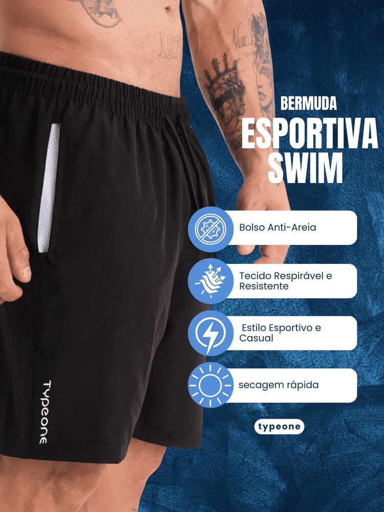 Kit 2 Men's Tactel Sports Shorts Tactel Bermuda Shorts With Elastane Summer Running - 彩色 - 查看 2