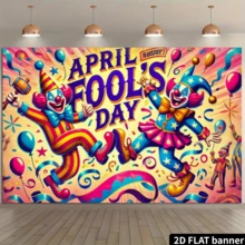 1pc 2D Flat Horizontal Banner, Colorful Clown Jester Design, Suitable For Home Decor, Birthday Anniversary Celebration, Multipurpose Photography Backdrop - Multicolor - View 2