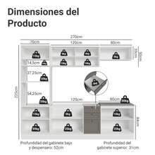 Cocina Integral Completa Modular Madesa Vik 270cm BG 06 - Blanco y Gris - Ver 3