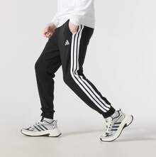 Adidas 阿迪达斯 M 3S FT TC PT 舒适柔软休闲针织运动裤，男士 - 黑色 - 查看 4