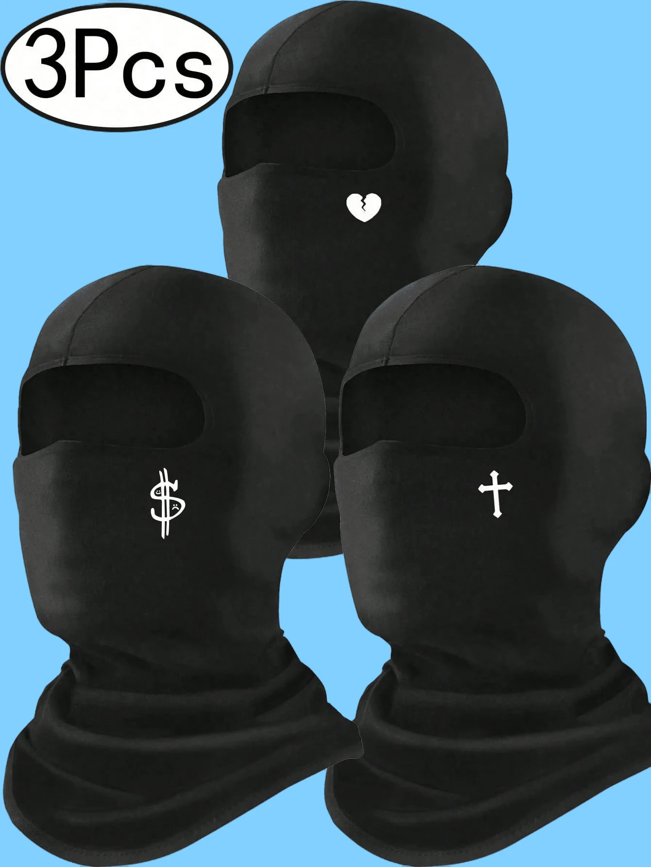 1pc/2pcs/3pcs Head Cover With Mask, Unisex Ski Face Mask, Windproof Scarf, Suitable For Motorcycle, Skiing, Cycling - Multicolor - View 1