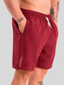 Type One Kit Of 2 Men's Athletic Tactel Shorts, Tactel Bermuda With Elastane, For Summer Running - Black/Wine - View 7
