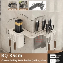 Folding Knife Rack Organizer, Multi-Function Kitchen Corner Wall-Mounted Utensil Holder For Knives, Chopsticks - Multicolor - View 5